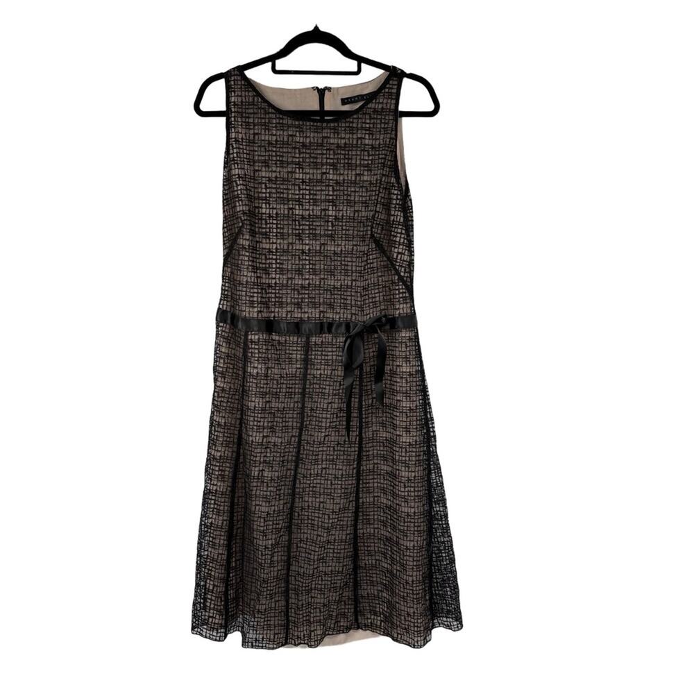 PERRY ELLIS Womens Black Sleeveless A-Line Lace Overlay Back Zipper Cocktail